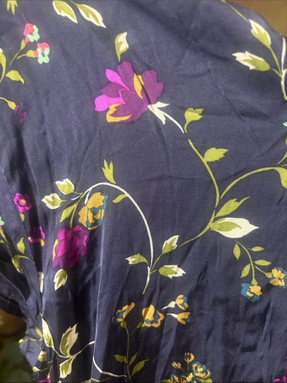 Petal & Pup Navy Floral Midi Dress with Pink and Green Accents - Picture 6 of 10